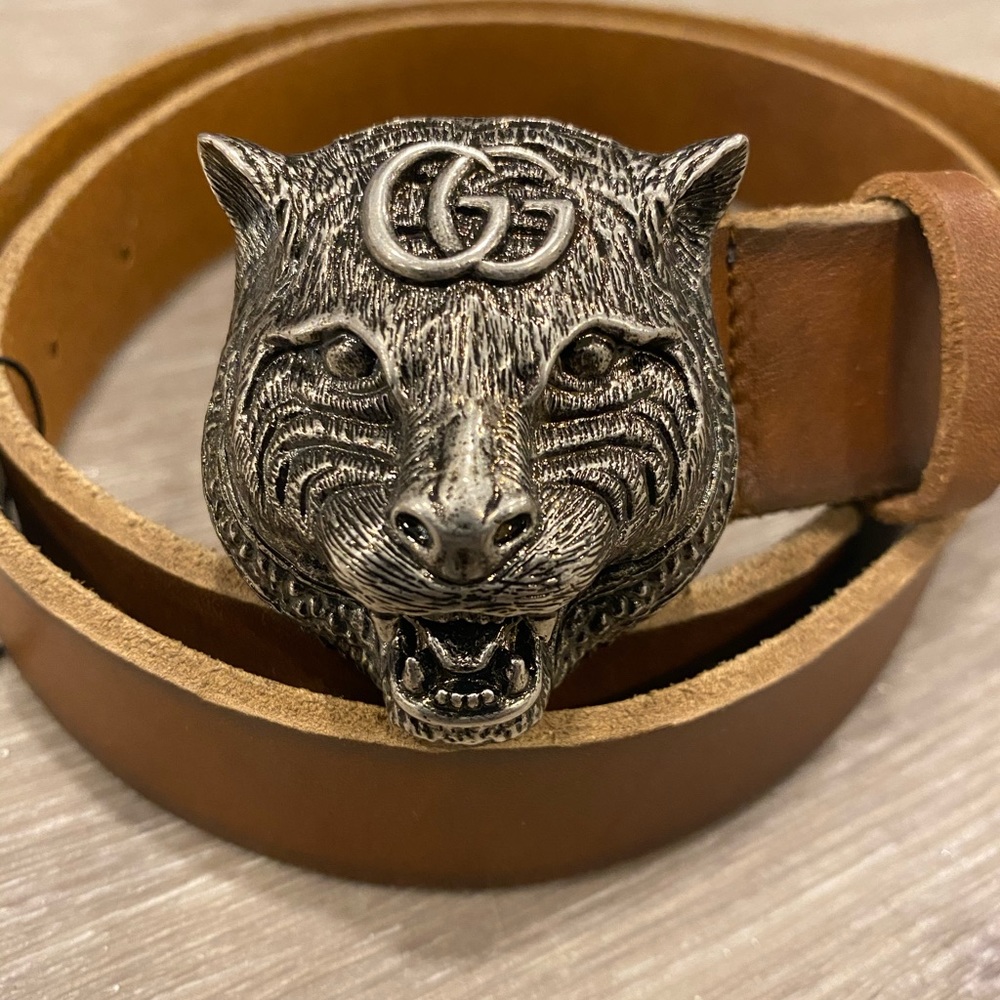 Gucci Tiger Head leather Belt